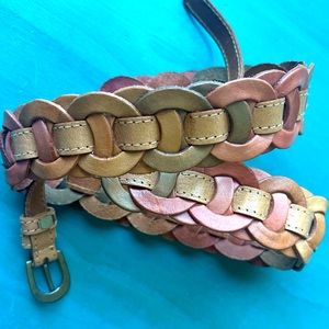 Braided Multicolor Leather Waist Belt - Women